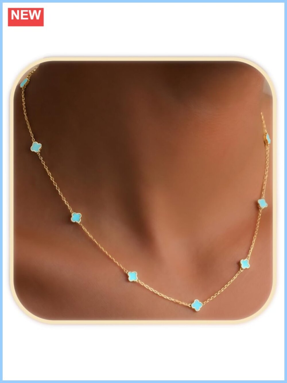 14K Gold Plated Tiny Clover Choker Necklace 15.75" Hypoallergenic